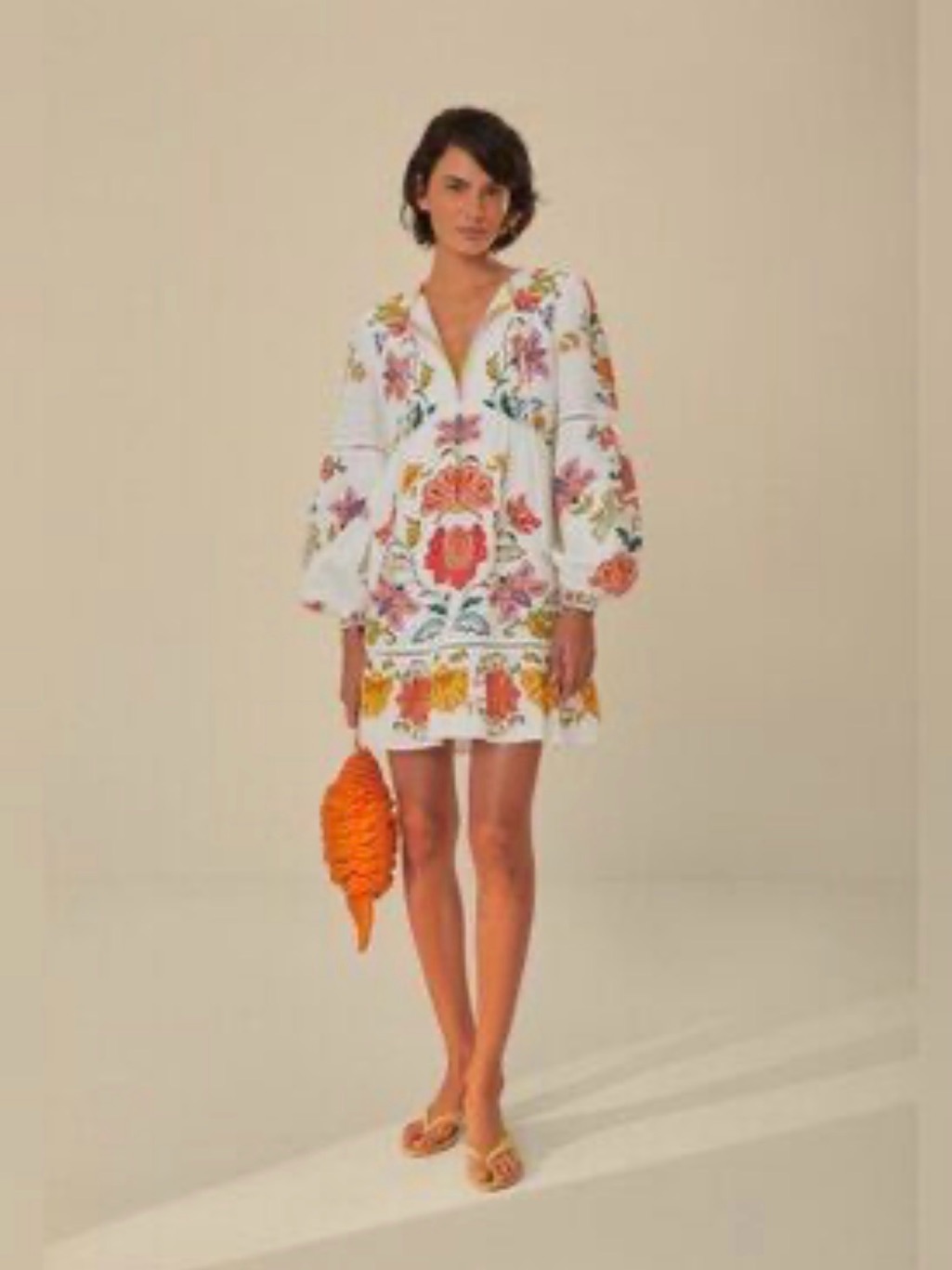 Nwt Farm Rio Floral Insects Off White Mini Dress
